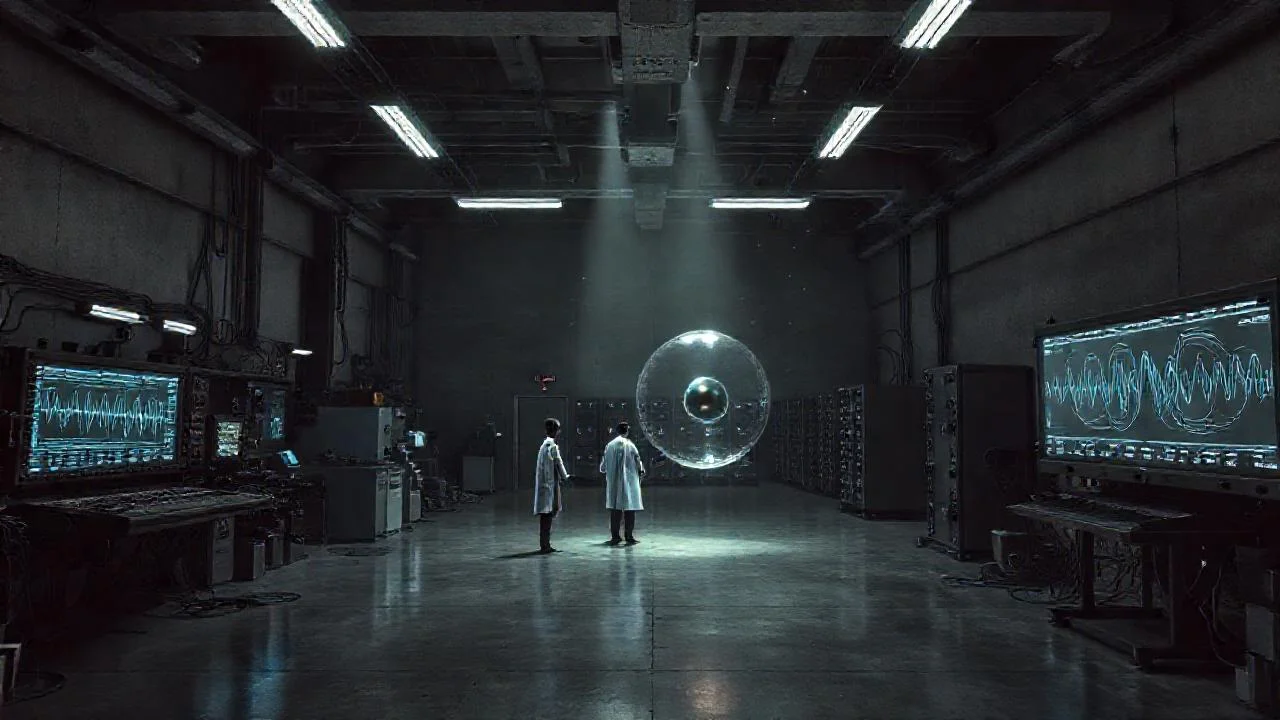 Laboratorio científico, misterioso e inmenso