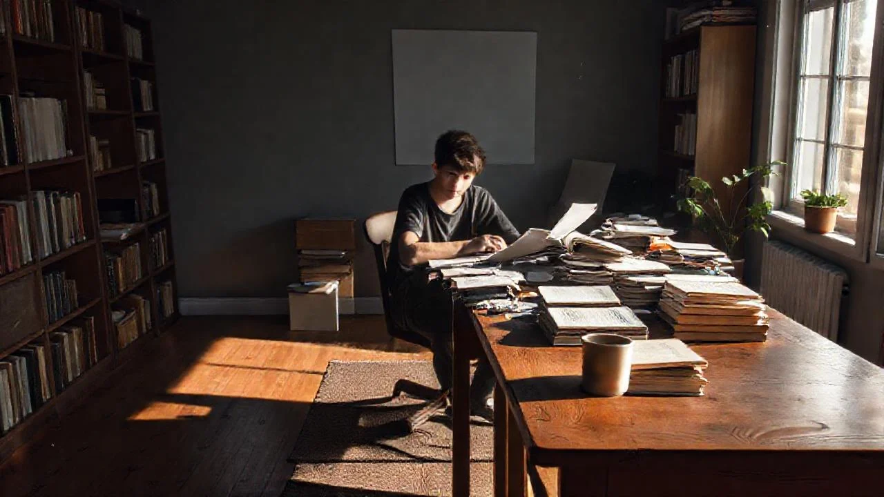 Estudio tranquilo, concentración enfocada y hogar