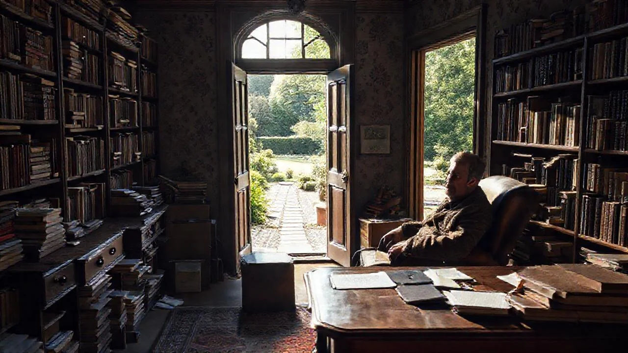 Un erudito contempla su estudio tranquilo