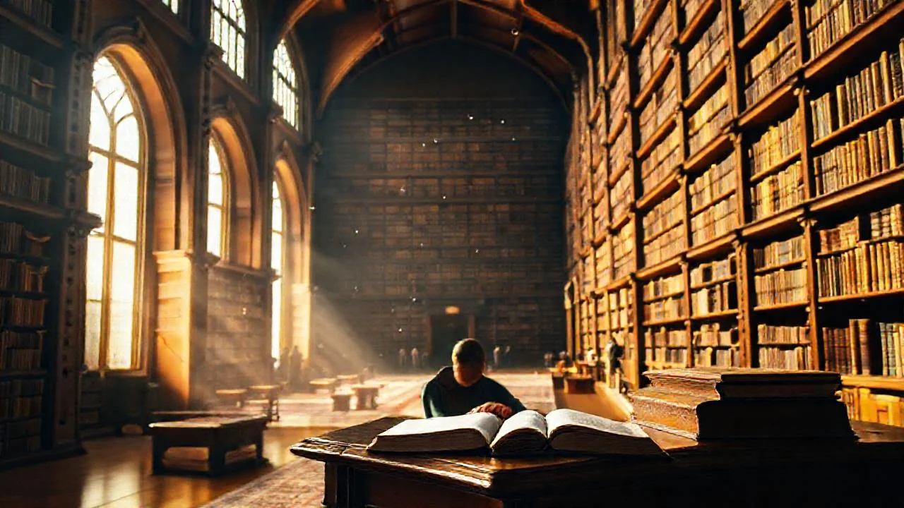 Biblioteca silenciosa, luz y quietud