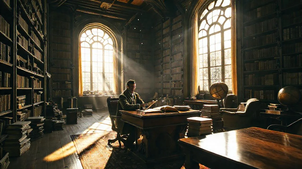 Un erudito contempla un libro antiguo