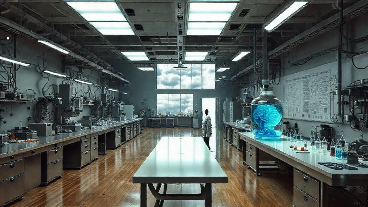 Laboratorio científico, misterioso y complejo