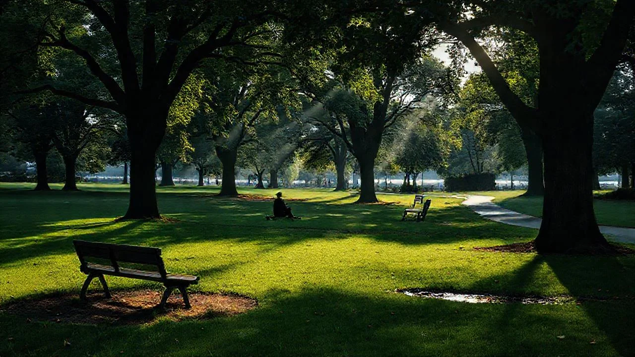 Soledad melancólica en un parque sombrío