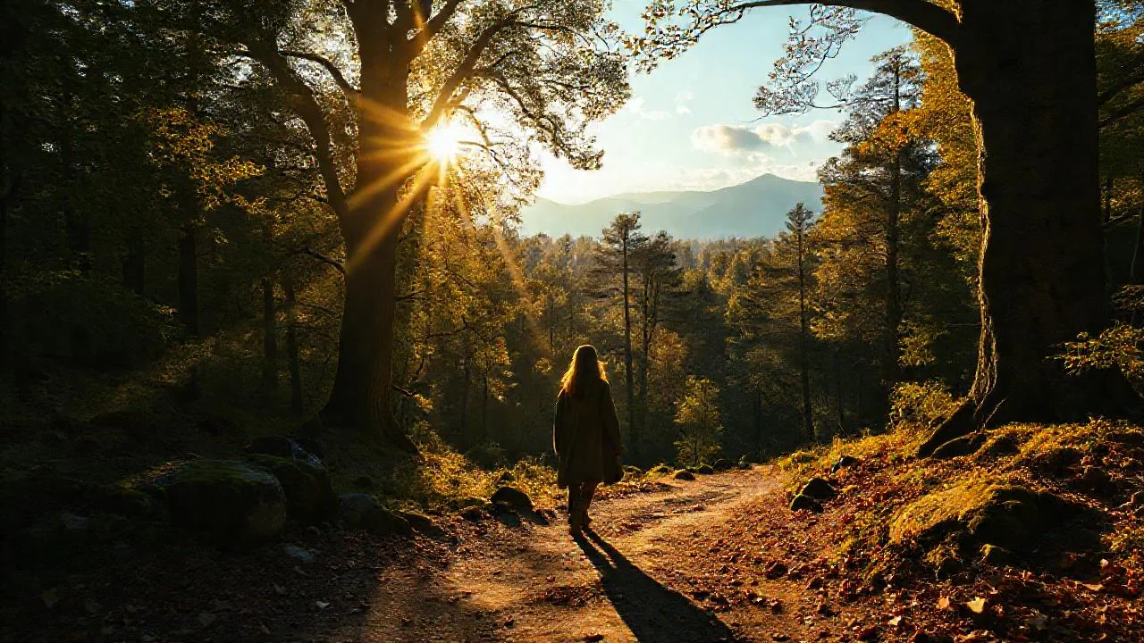 Un solitario caminante observa la foresta