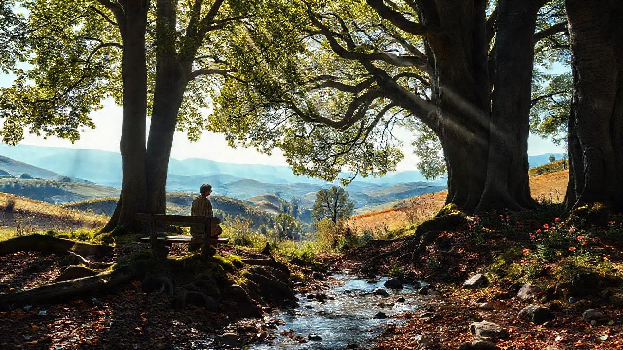 Bosque sereno, luz y quietud
