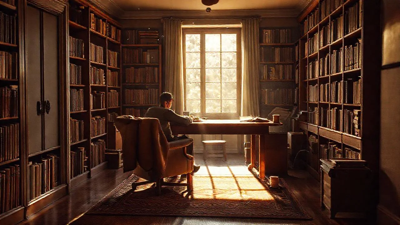 Un hombre lee en quietud serena