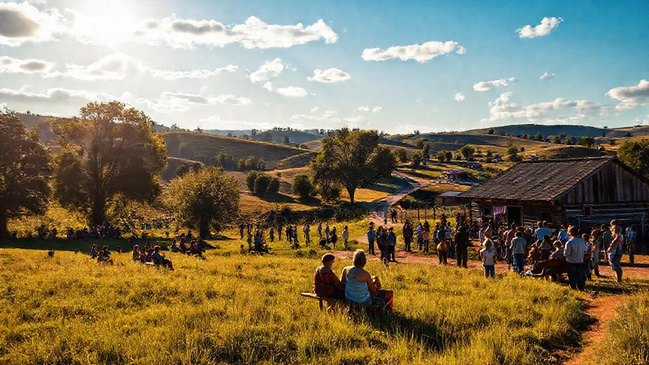 Comunidad rural disfruta del sol