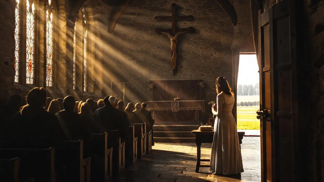 Luz dorada ilumina quietud religiosa