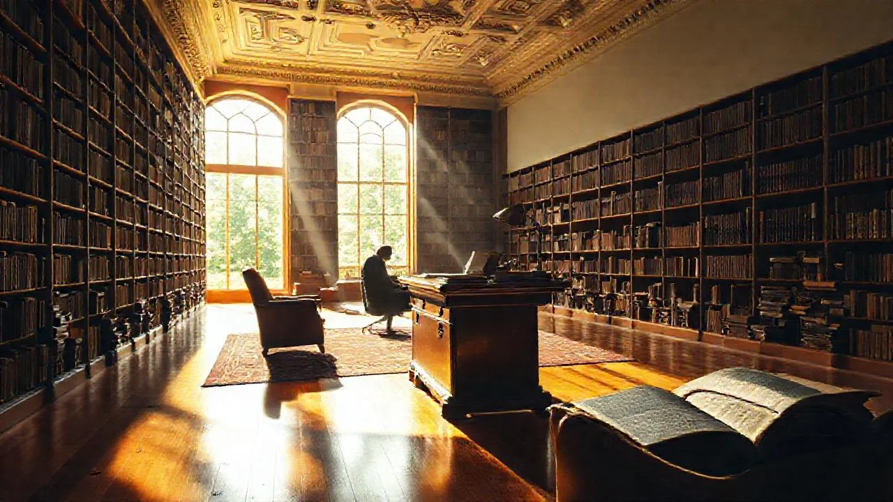 Una biblioteca tranquila y luminosa