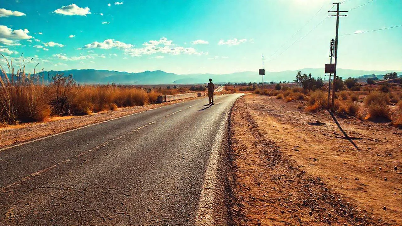 Camino árido y horizonte distante