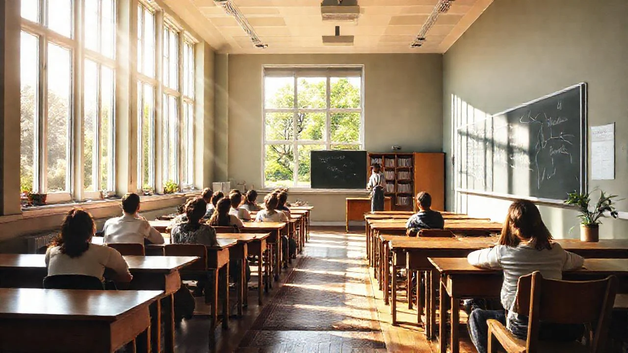 Un aula tranquila, llena de luz