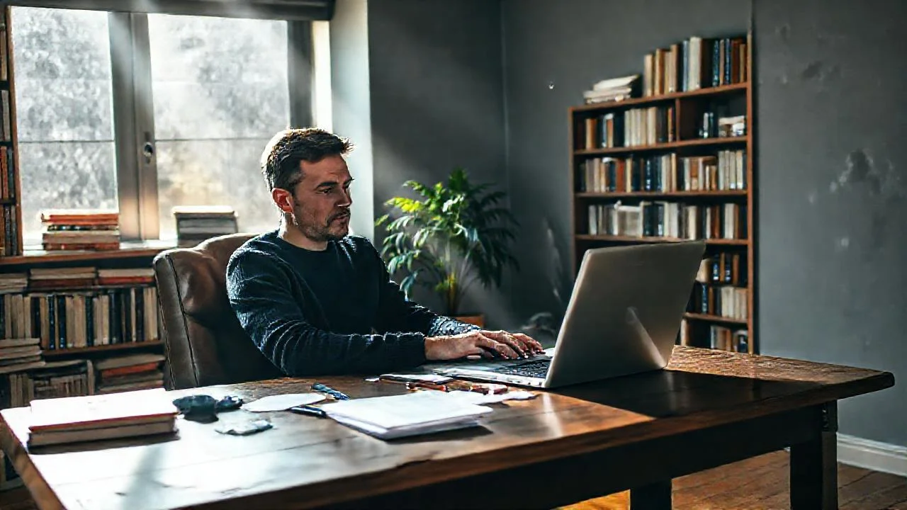 Un hombre se concentra en su trabajo