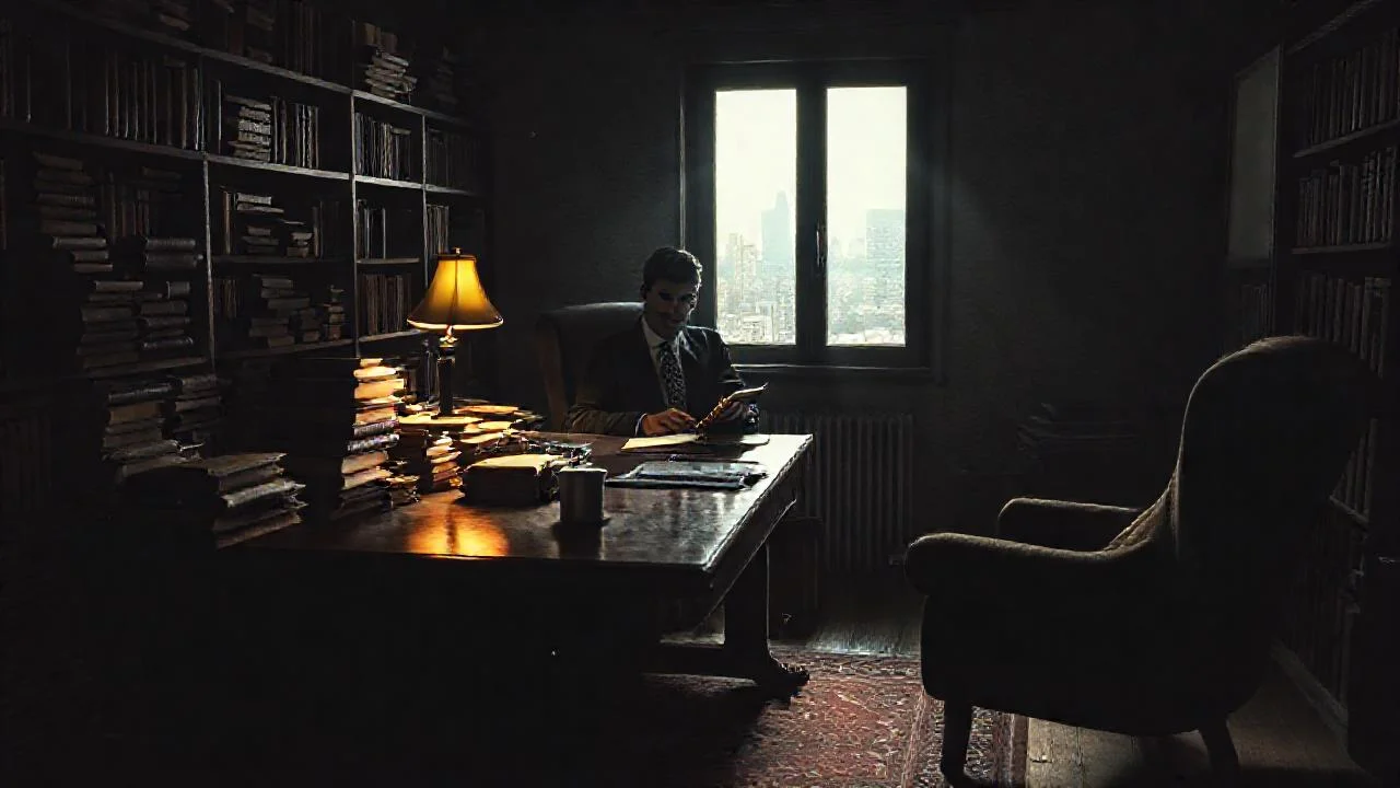 Un hombre lee en un estudio tranquilo