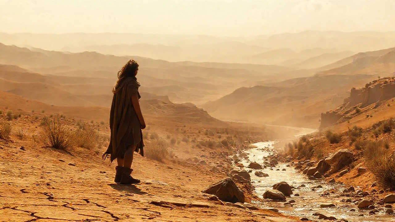 Un solitario contempla un paisaje árido