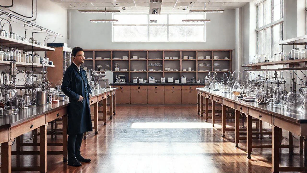 Laboratorio científico, luz y atención enfocada