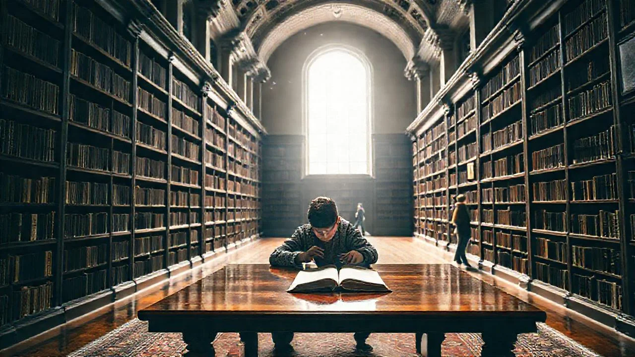 Biblioteca académica, silenciosa y vasta