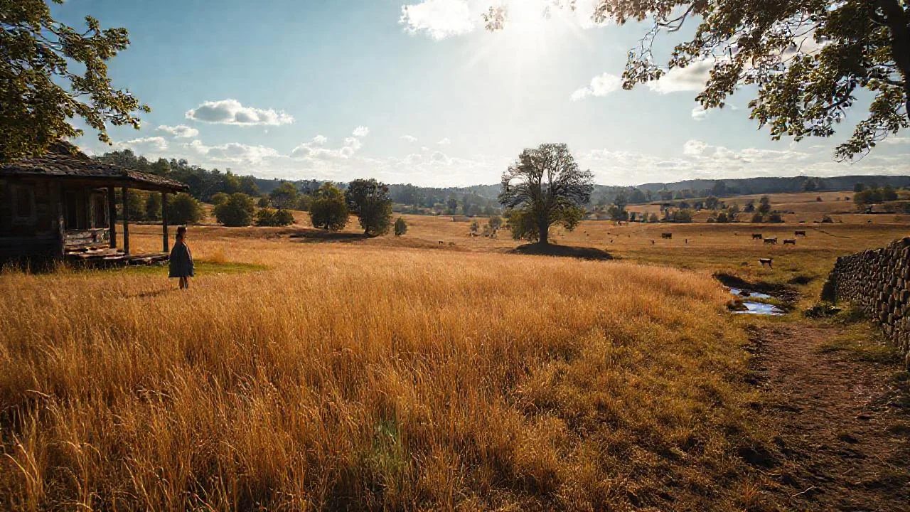 Campo soleado, paz y soledad rural