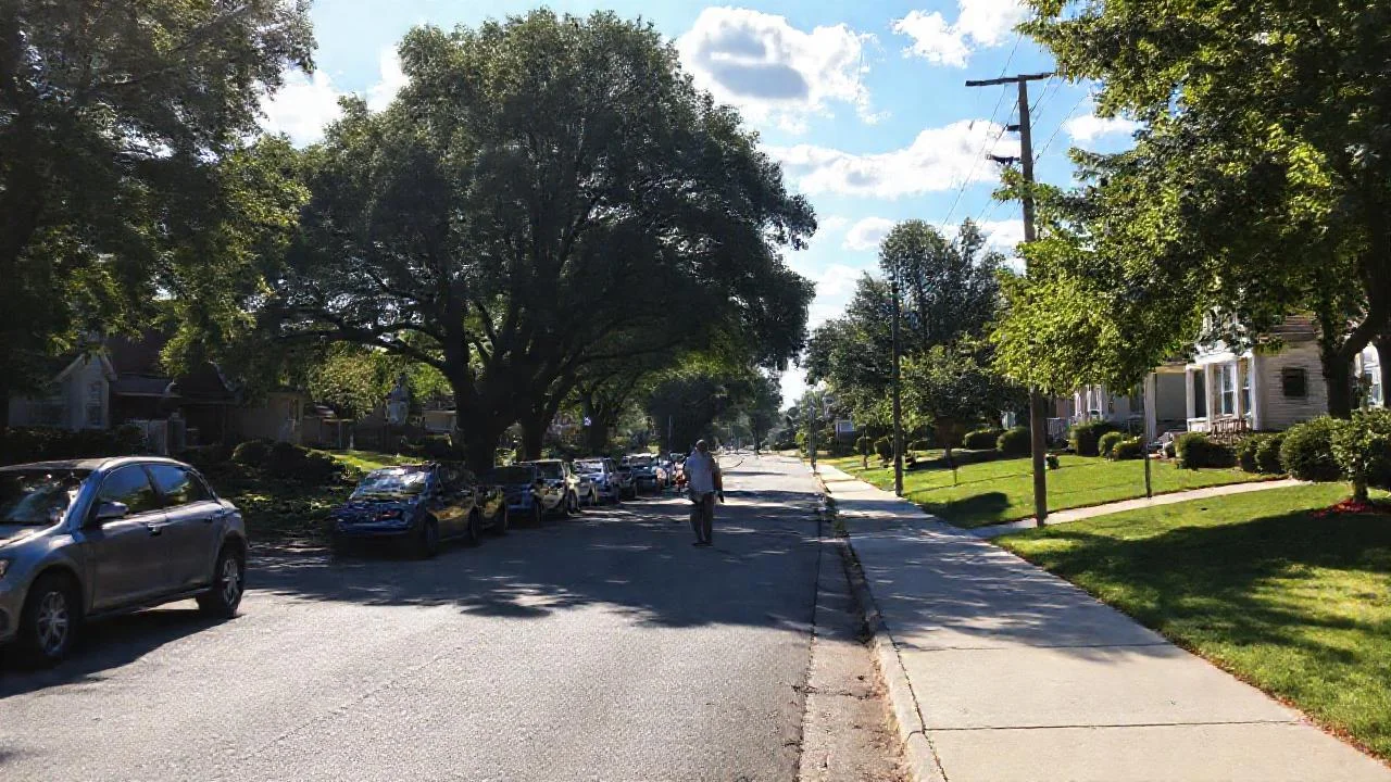 Una calle tranquila, vida suburbana serena