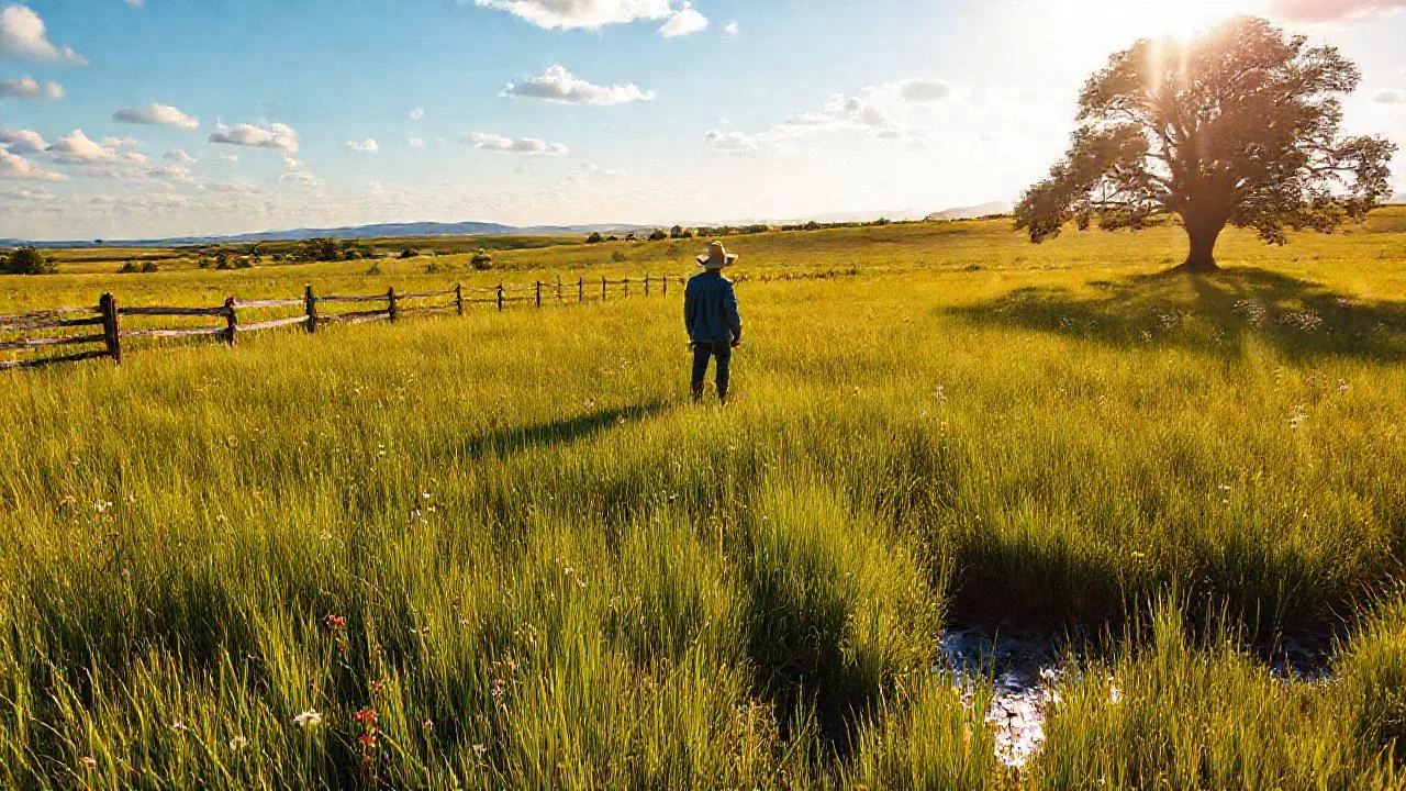 Un campo sereno, luz y calma