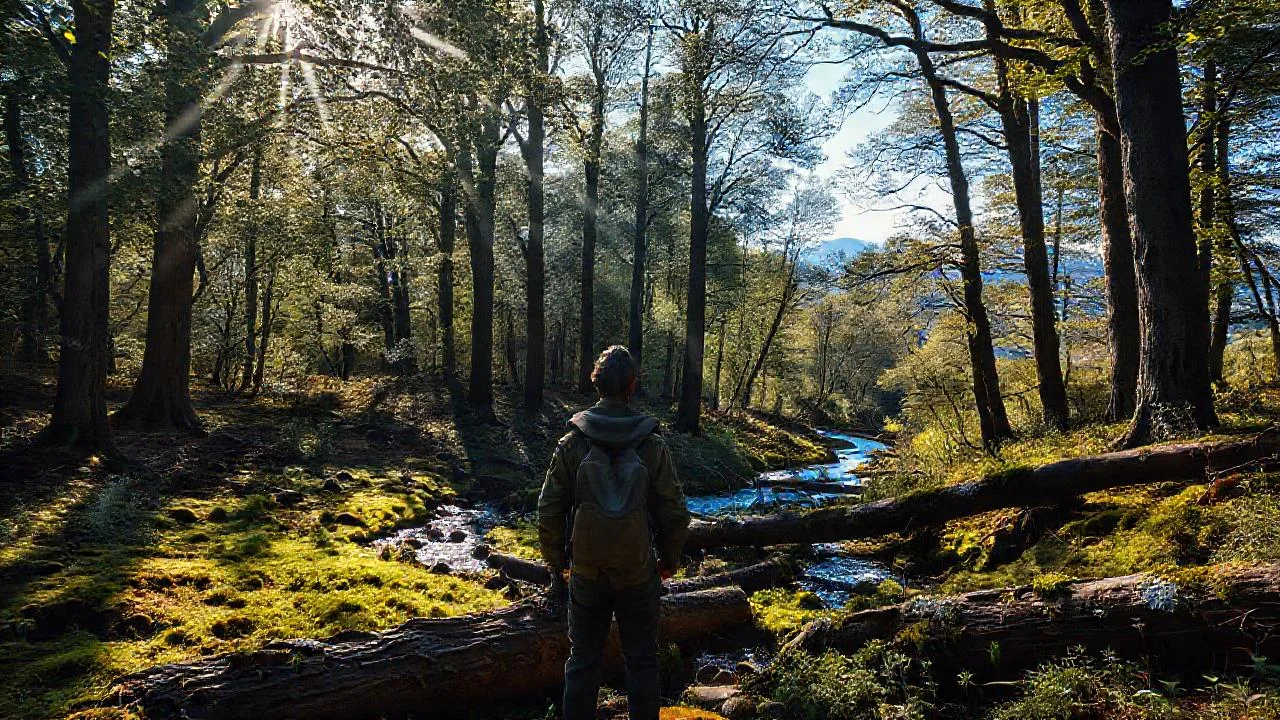 Bosque sereno y naturalmente iluminado