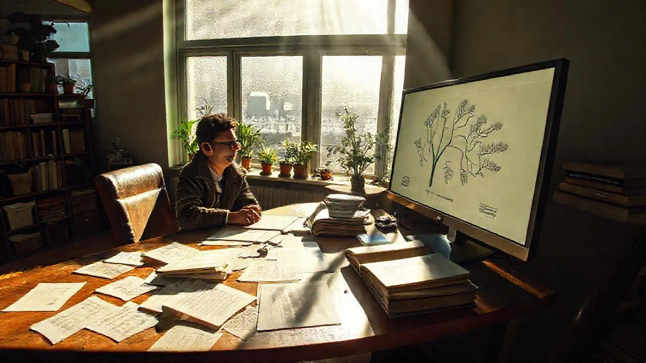Un científico estudia en un ambiente tranquilo