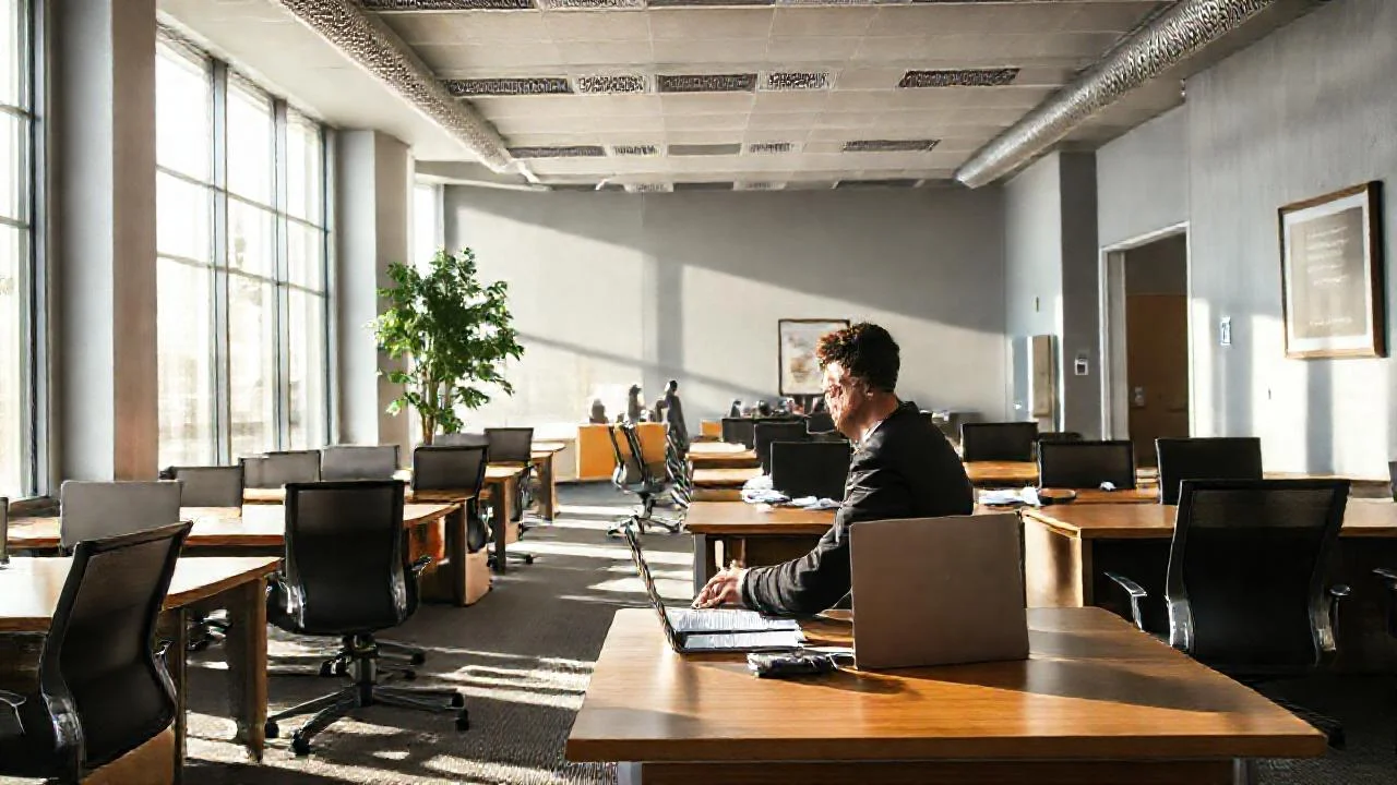 Oficina profesional, luz y trabajo