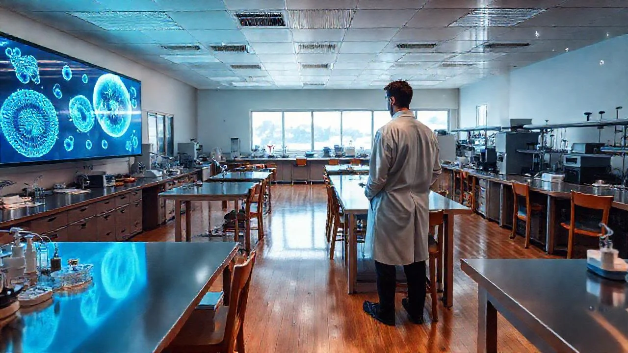 Laboratorio científico: foco en células complejas