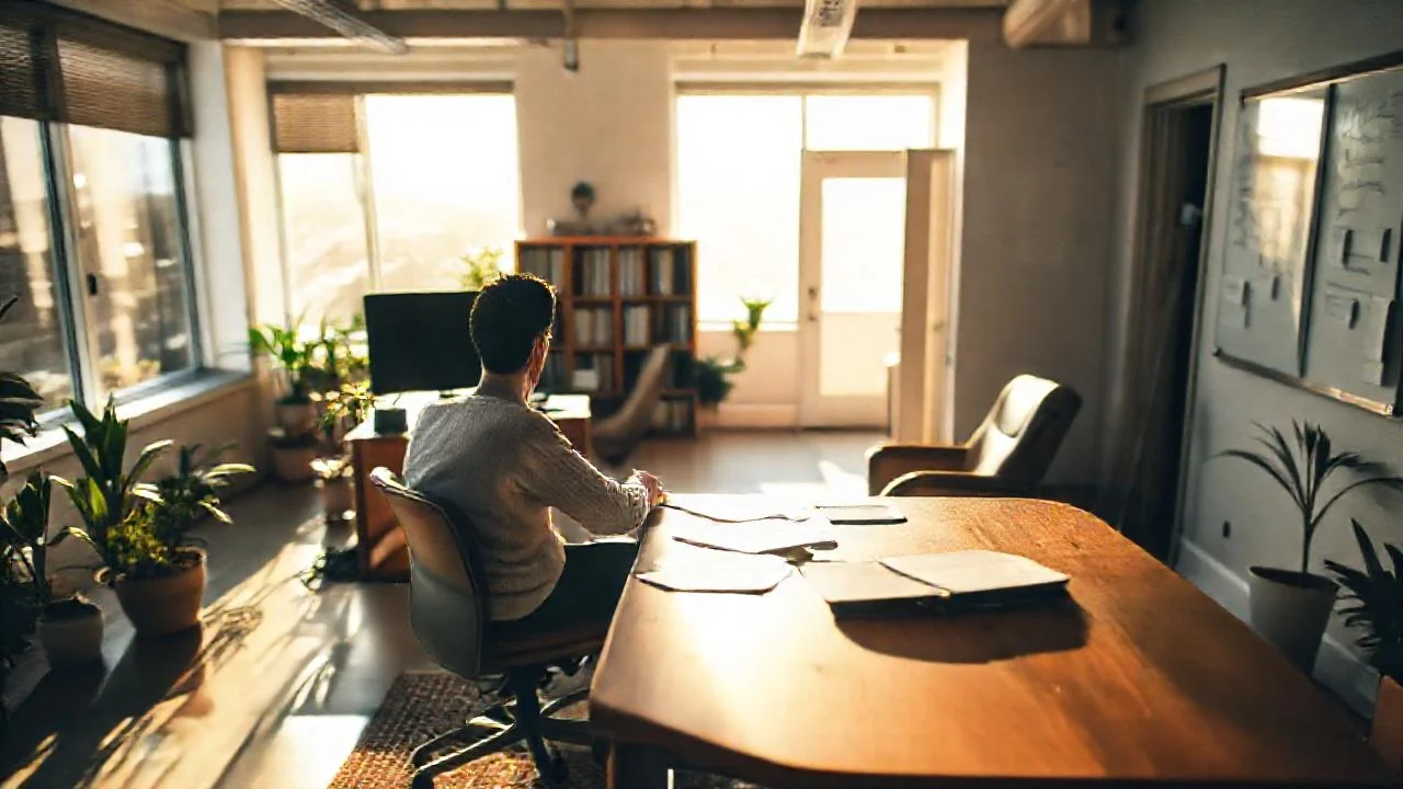 Un espacio de trabajo tranquilo y luminoso