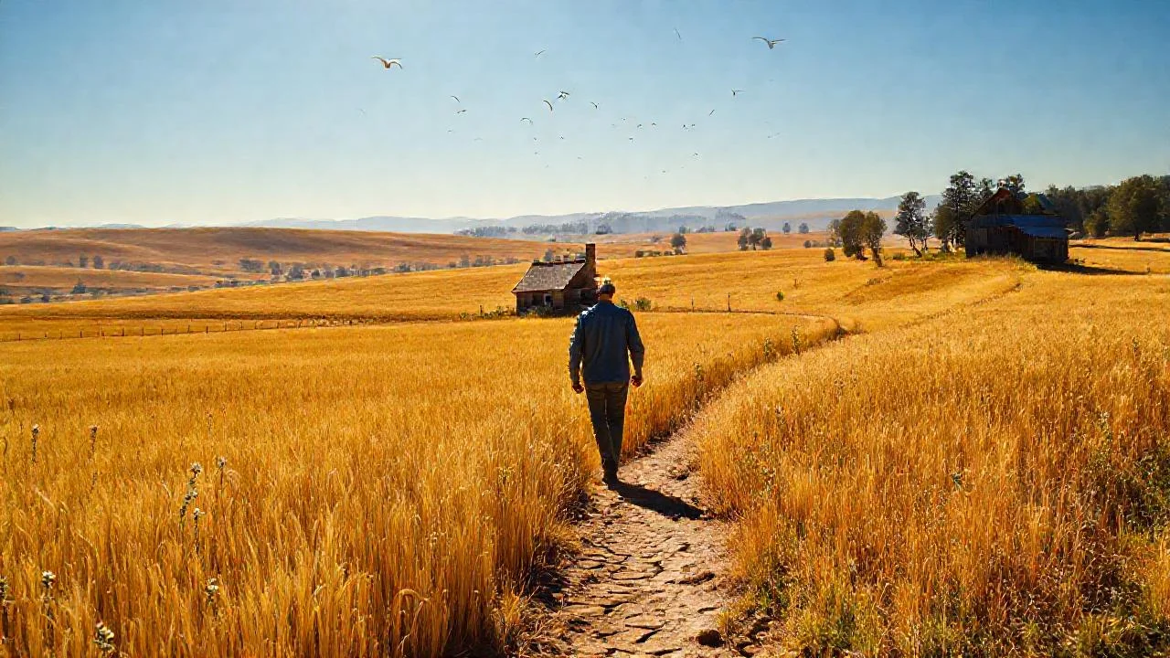 Campo dorado, tranquilo y solitario