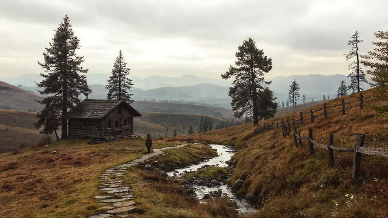 Un paisaje rural solitario y tranquilo