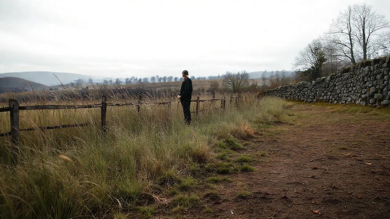 Silueta solitaria en paisaje tranquilo