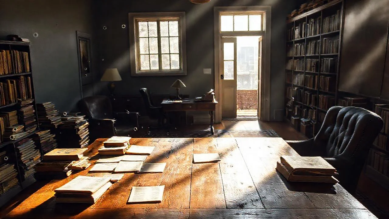 Un hombre lee en un estudio antiguo