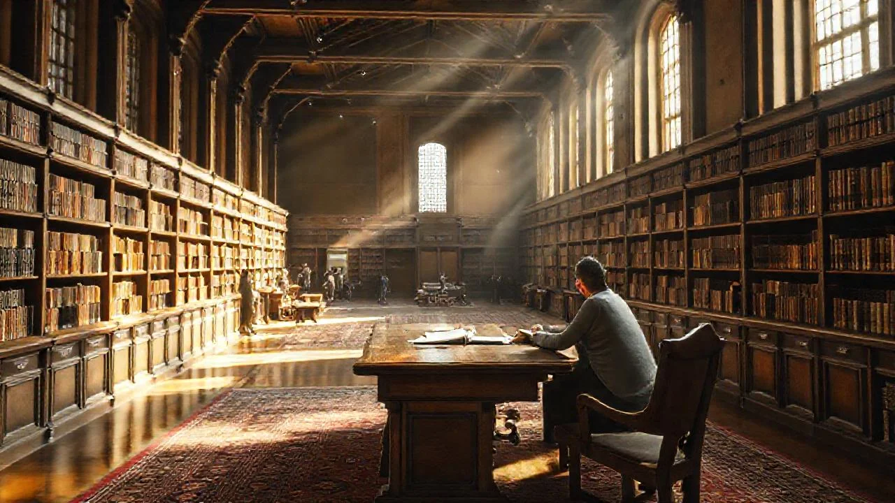 Una biblioteca tranquila, llena de conocimiento
