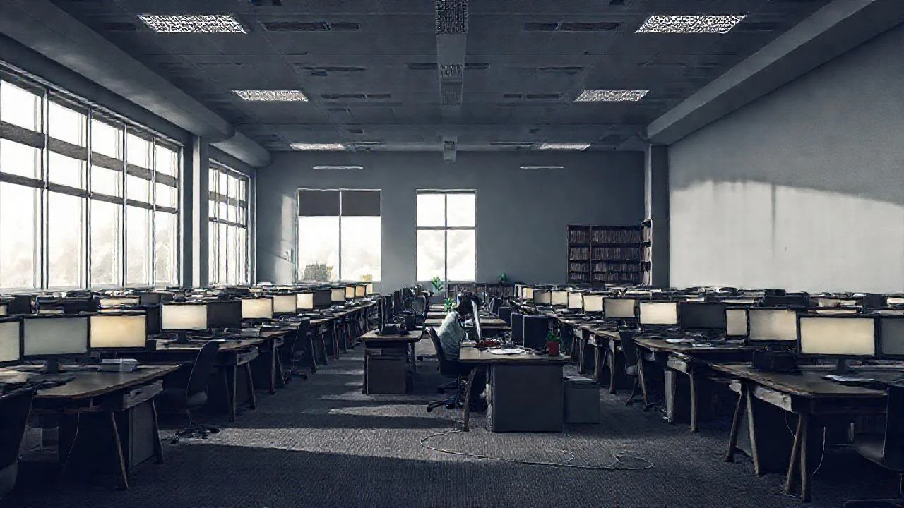 Oficina silenciosa, trabajadora y discreta