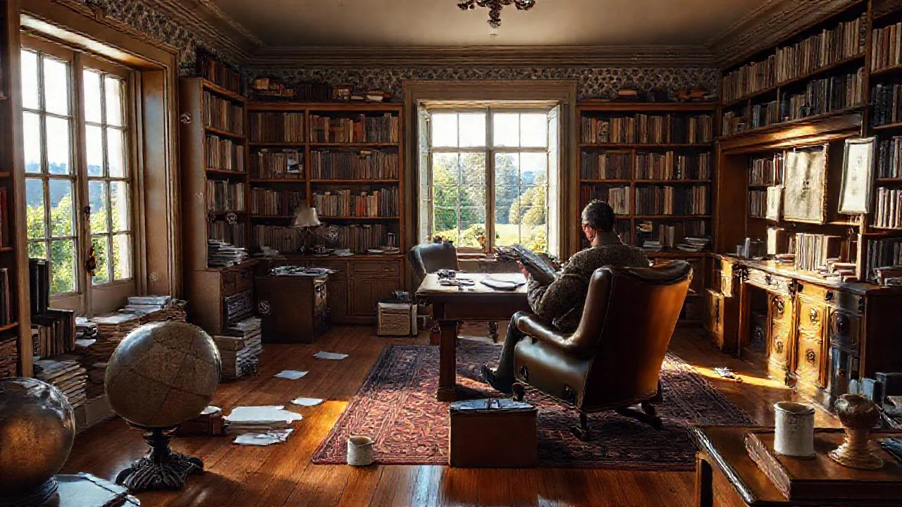 Un hombre lee en un estudio tranquilo