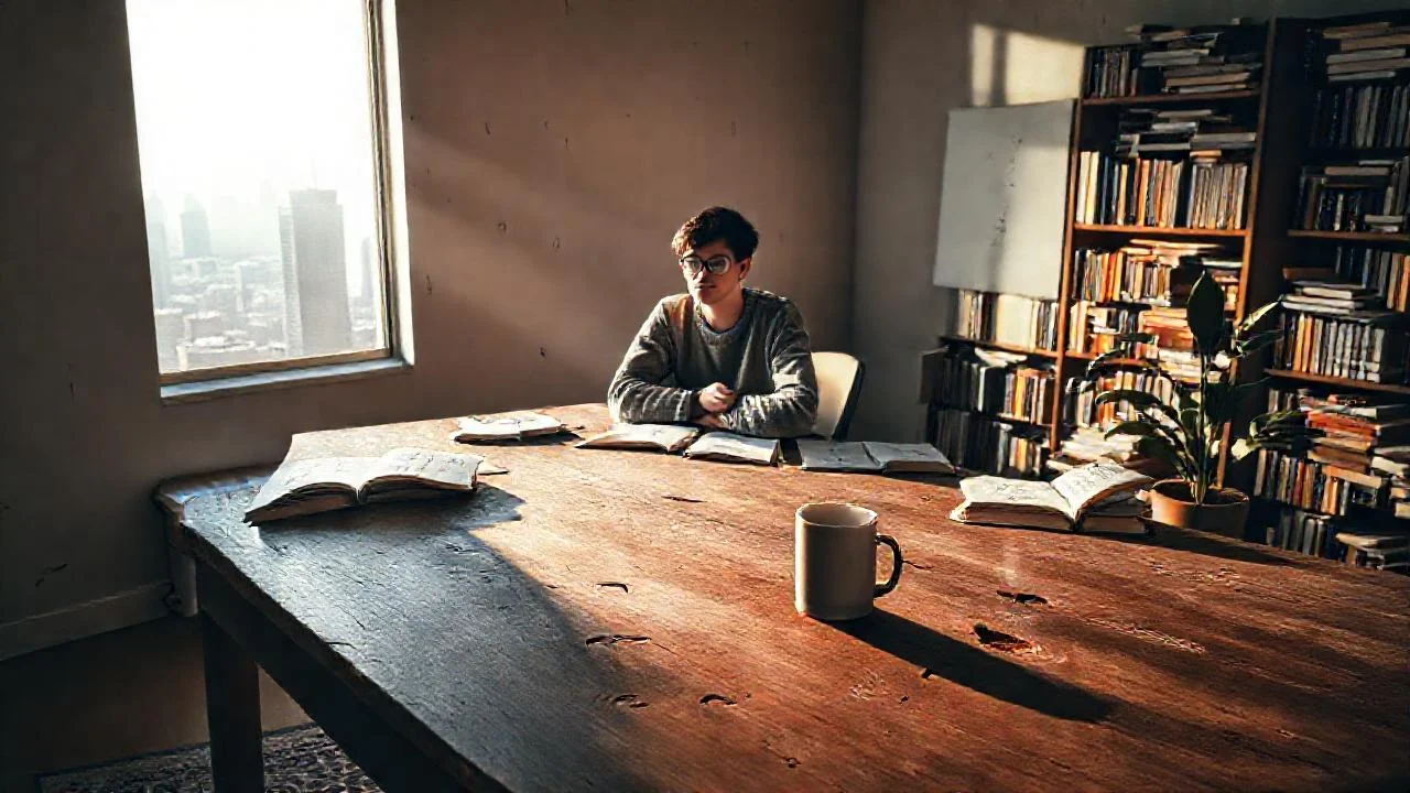 Un estudiante se concentra en matemáticas