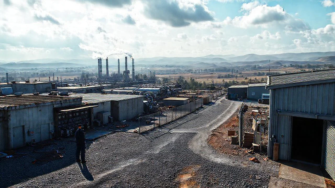 Complejo industrial imponente y silencioso