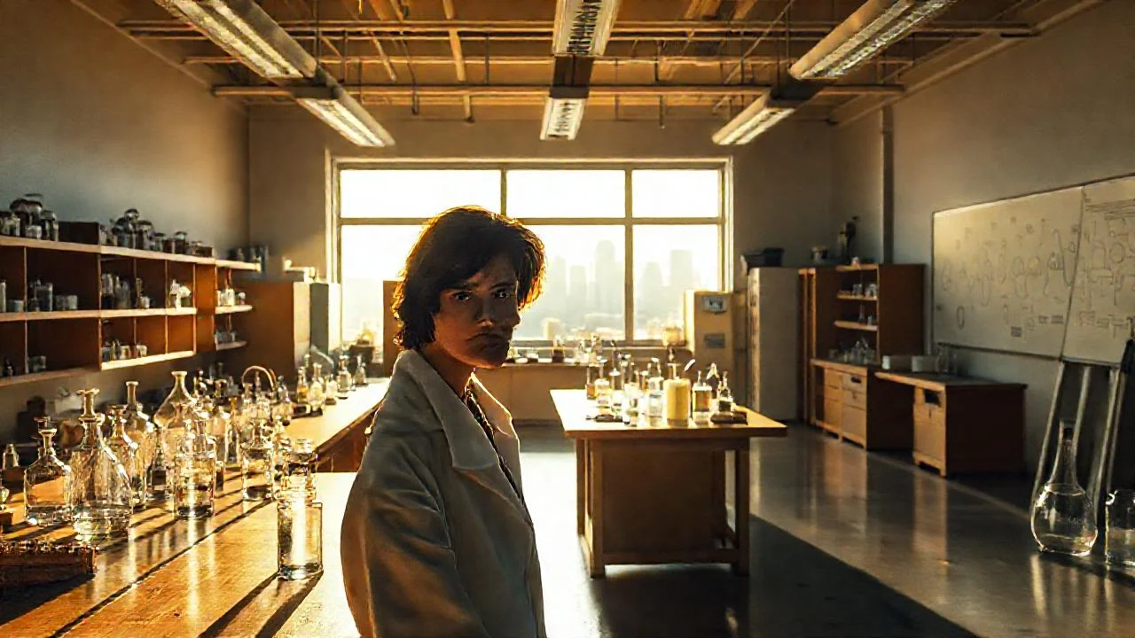 Laboratorio científico, luz y enfoque