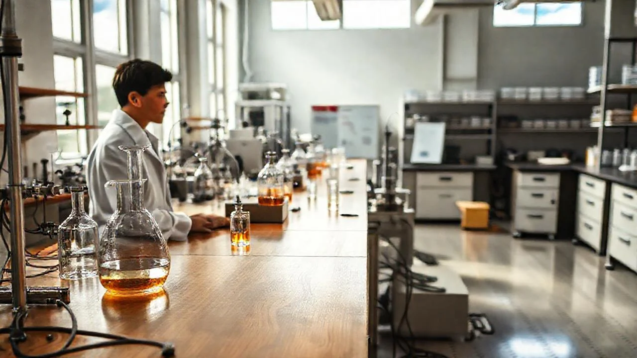 Laboratorio científico, orden y actividad