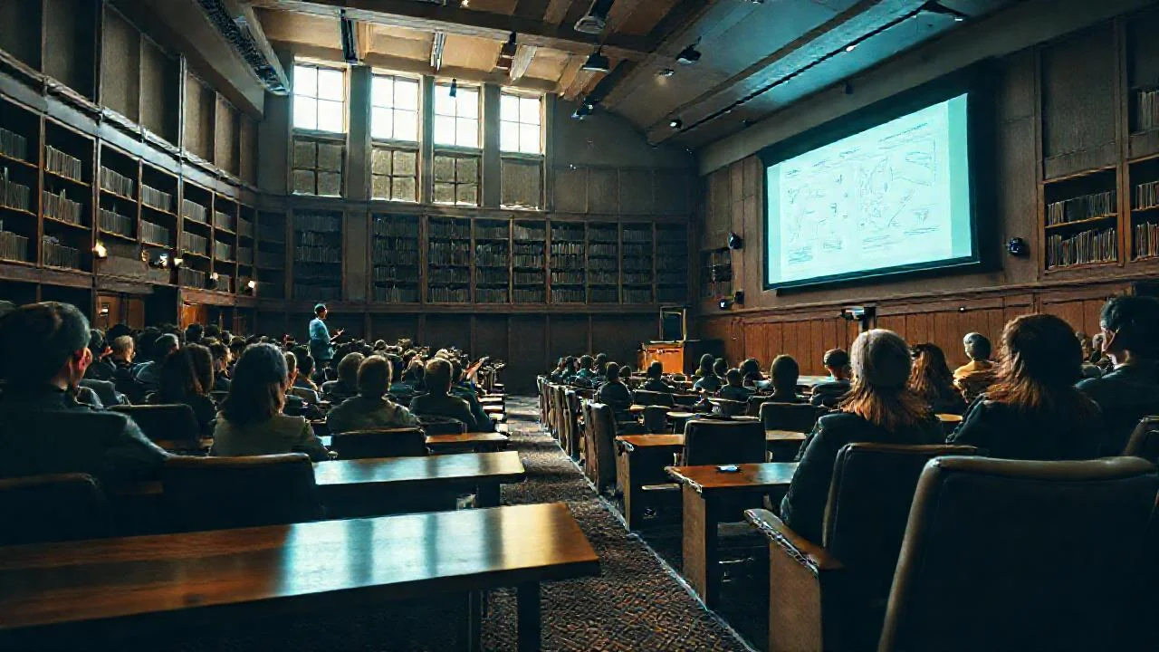 Un aula universitaria, quietud e intelecto