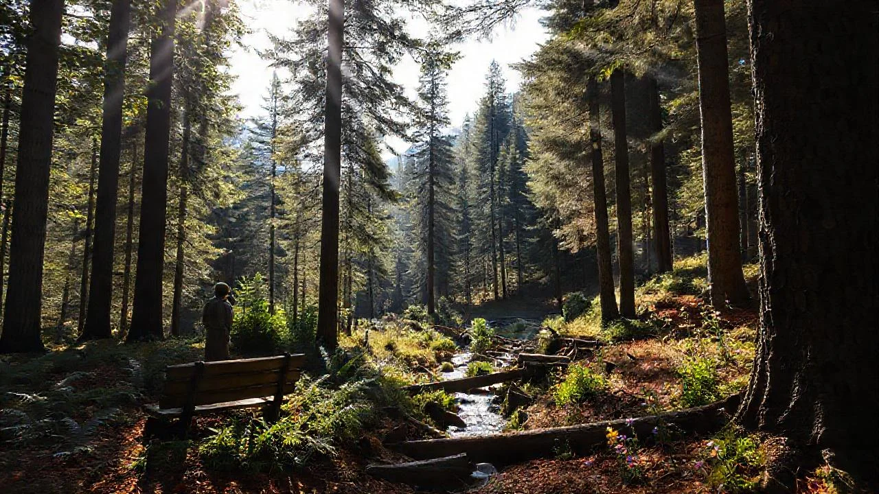 Bosque sereno, luz y quietud