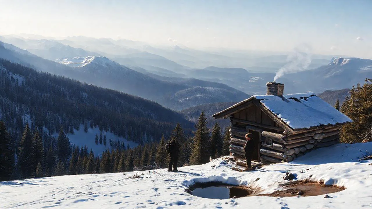 Montaña solitaria, silenciosa y cubierta de nieve