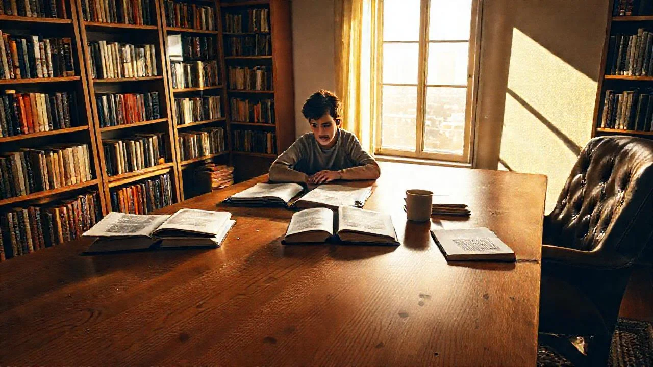 Un estudiante estudia en un espacio tranquilo