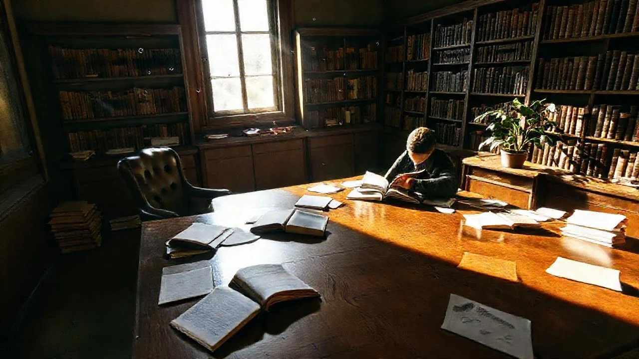 Un escritorio silencioso, lleno de lectura
