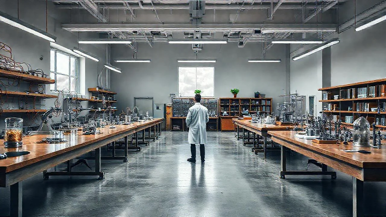 Laboratorio científico, observación detallada e intensa