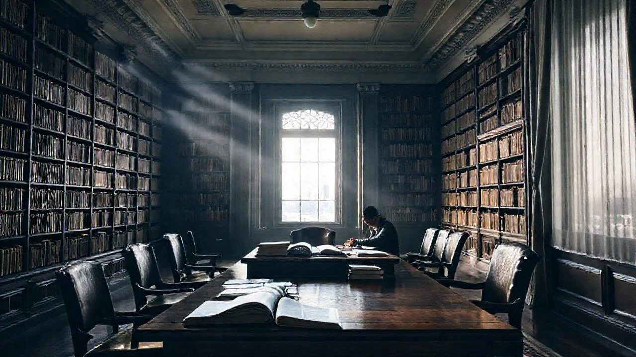 Un estudiante medita en biblioteca silenciosa