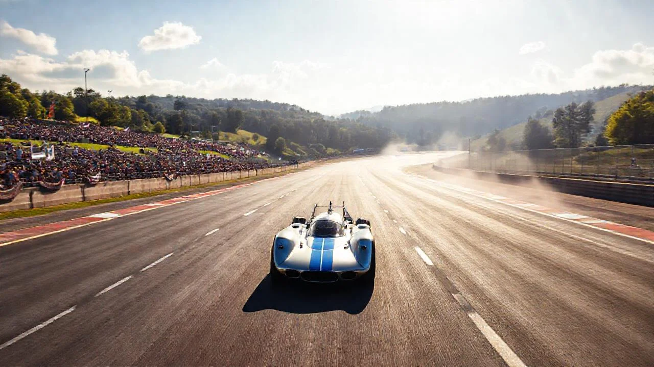 Coche de carreras, velocidad y distancia