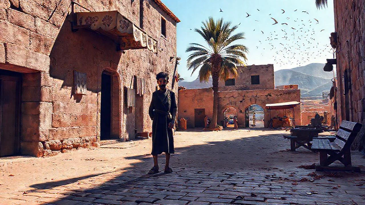 Plaza antigua, luz y misterio