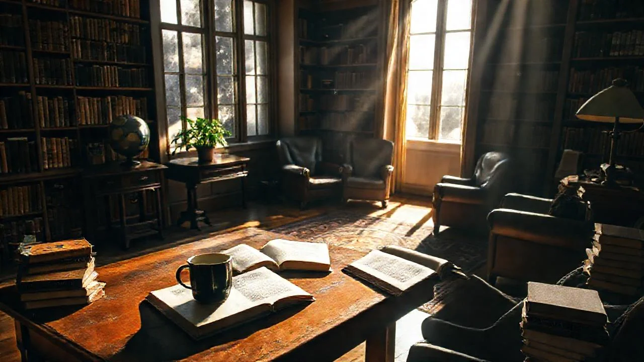 Una biblioteca tranquila y luminosa