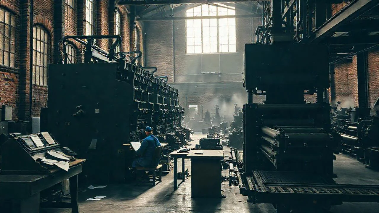 Una prensa industrial silenciosa y vasta